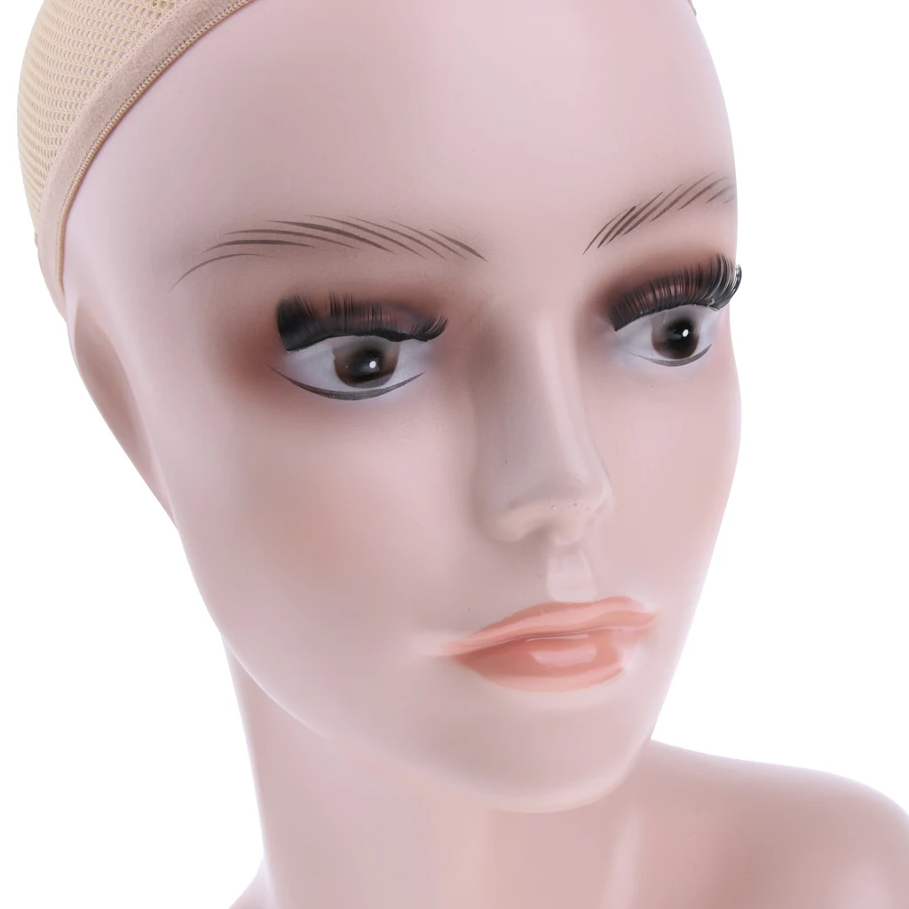 1 Piece Bald Female Mannequin Head, Scarf Hat Cap Wigs Glasses Display Model Head With Wig Net Cap, White Skin