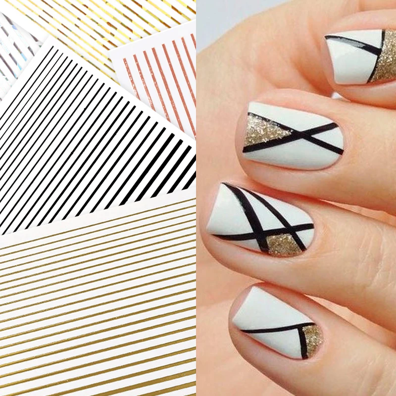Nail Stickers Strip Tape Foil Tips Decals Adhesive DIY Nail Art Decoration 1 Pc