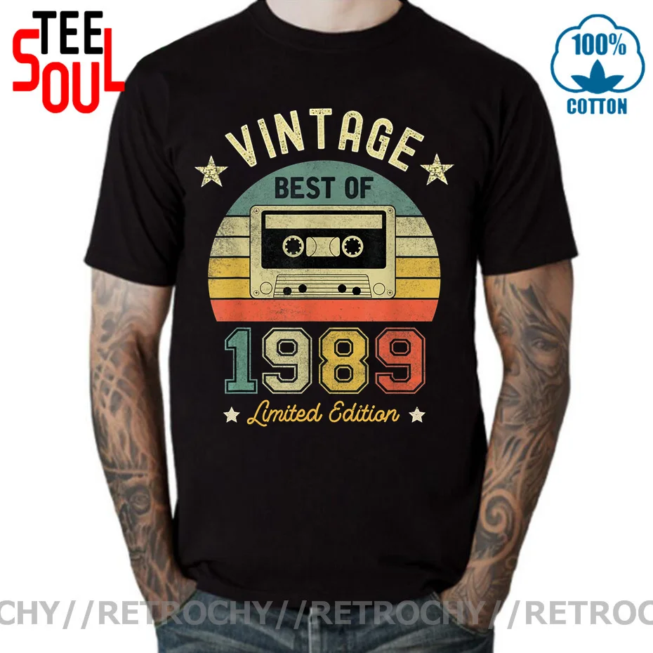 

Retrochy Vintage Limited Edition Best Of 1989 30th Birthday Cassette T Shirt Men Women T-shirt Retro Born in 1989 Tops Tee Shirt