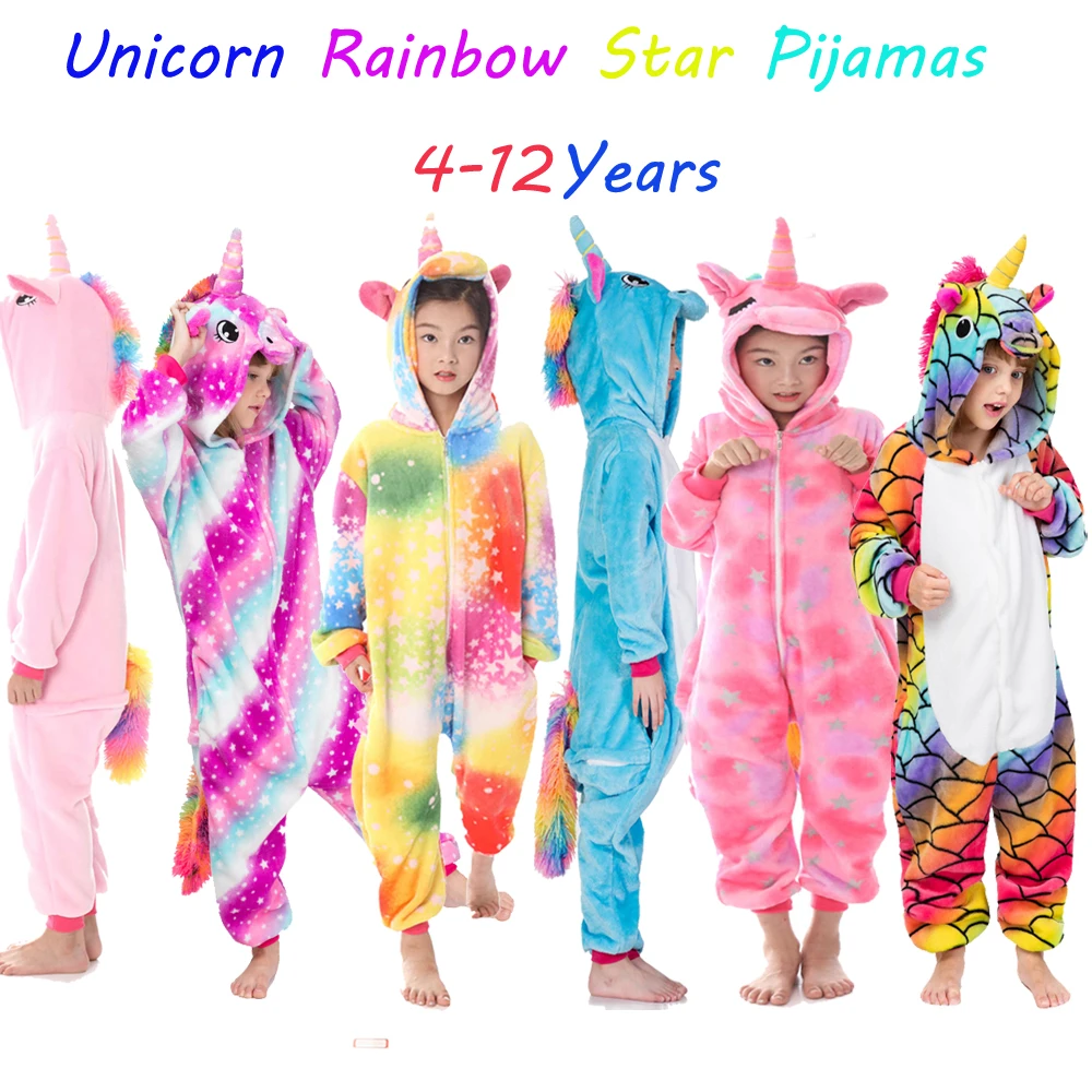 Пижамы, фланелевые Комбинезоны для детей, для маленьких девочек, для взрослых, Pijama De Unicornio, пижамы с животными для От 4 до 12 лет, детское одеяло, спальное белье