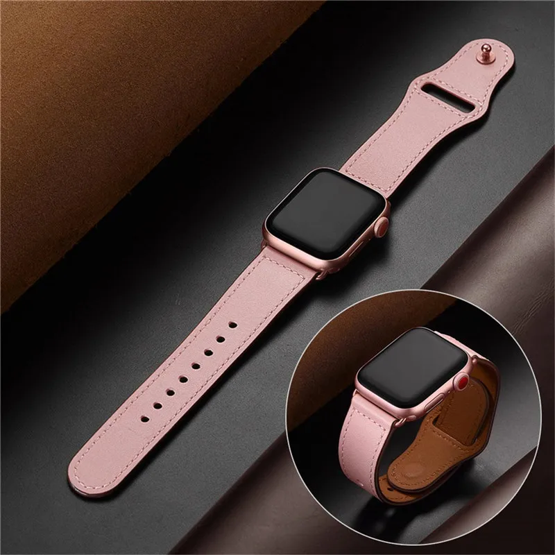 Женский кожаный ремешок розового цвета для часов Apple Watch 38 мм 40 из натуральной
