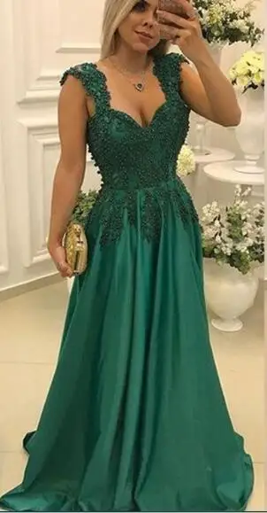 Зеленое платье для матери невесты на свадьбу, кружевное платье, украшенное бисером, вечернее для выпускных, свадеб платья для крестных - Цвет: Same as picture
