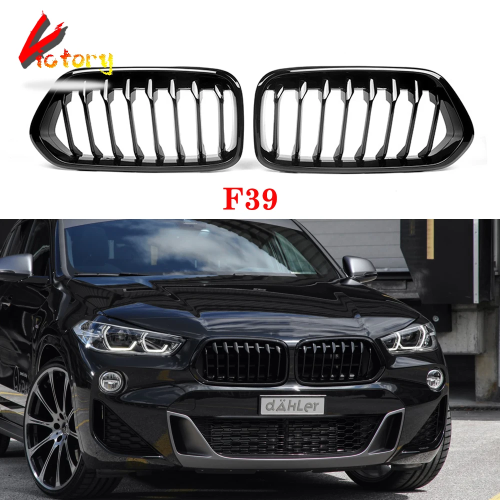 

A pair Front Kidney Grille For BMW X2 F39 2020-IN Gloss Black ABS Racing Grills Car Accessory