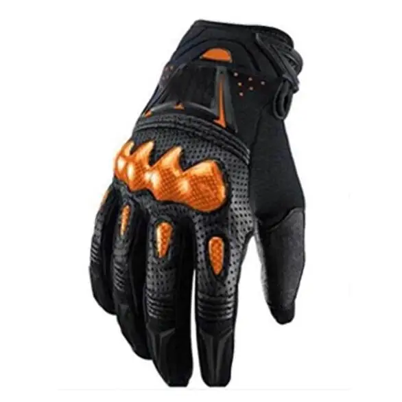 Guantes de cuero Bomber para Motocross, manoplas para Moto, Scooter, color negro y naranja