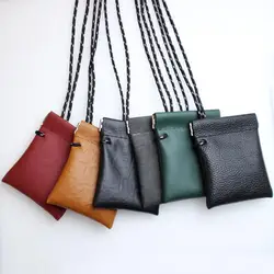 Mini Coin Purse Leather Short Wallet Small Earbuds Bag Change Kid Card Holder Key Gift Money Pocket P7G6