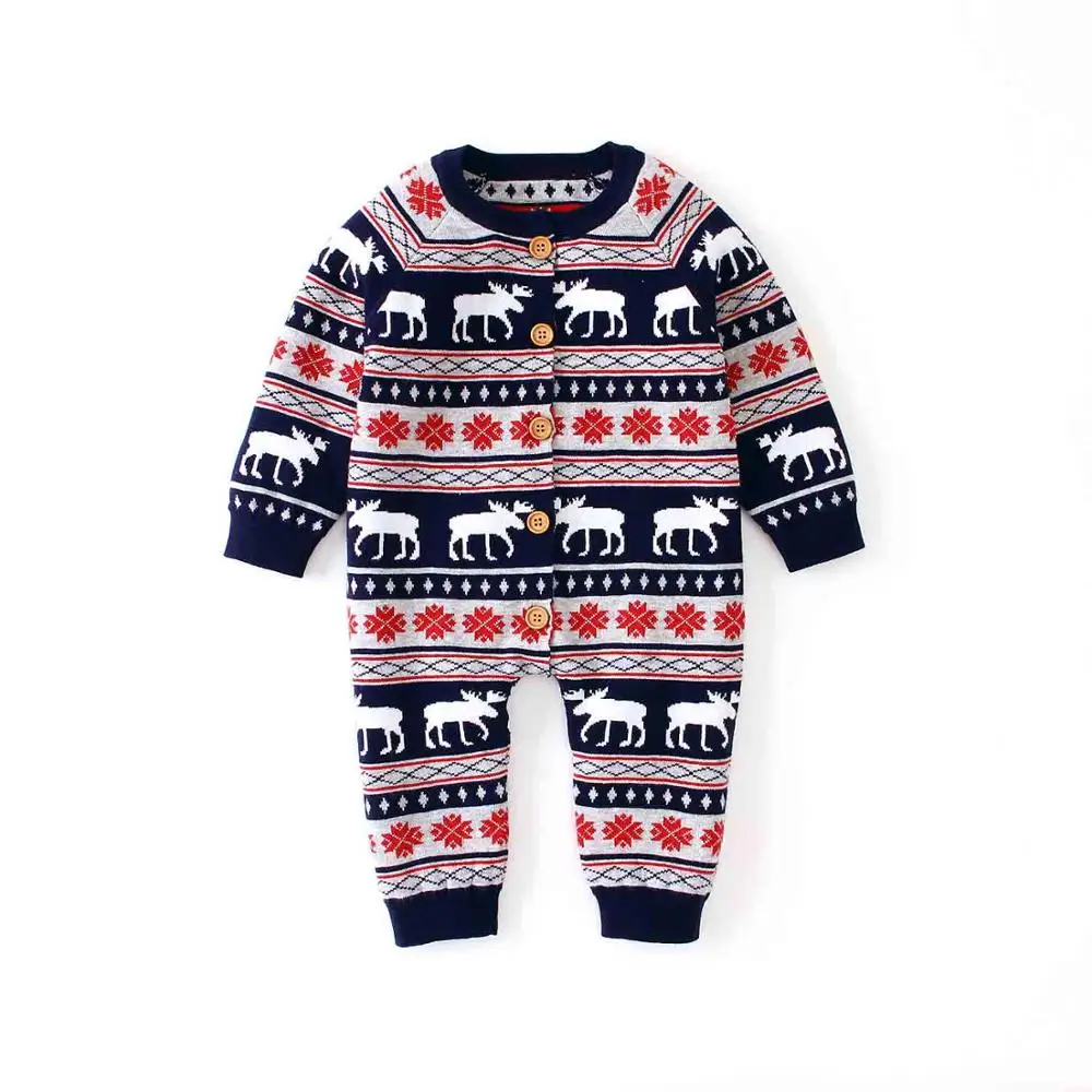 82W538-3 Christmas Baby Rompers Newborn Infantil Bebes Boys Girls Jumpsuits Clothes Autumn Winter Toddler Kids Overalls One Piece Outfits - Color: 82W538-3