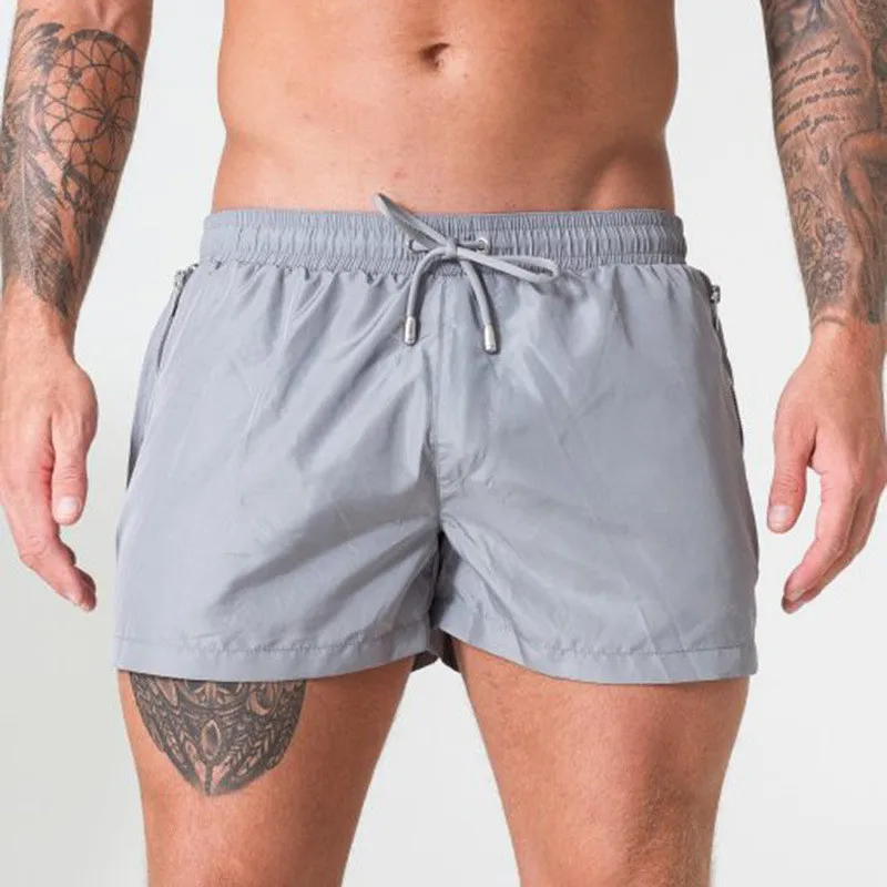 gray Модные мужские спортивные пляжные шорты, Хлопковые Штаны для бодибилдинга, фитнеса, шорты для бега, повседневные мужские брендовые шорты - Цвет: gray