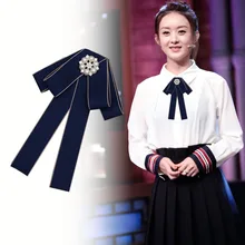 Винтаж Лолита красота бантик для головы галстук Женская Брошь ретро Британский колледж Стиль Луки Броши для женщин рубашка воротник аксессуары