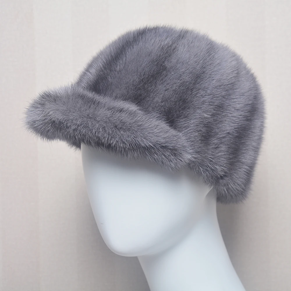Hot Hale Men Real Mink Fur Straw Hats Men Winter Hats Mink Fur Hats Street Trendy Hip-hop Hat Caps Brimless Cap Beanies For Men 3