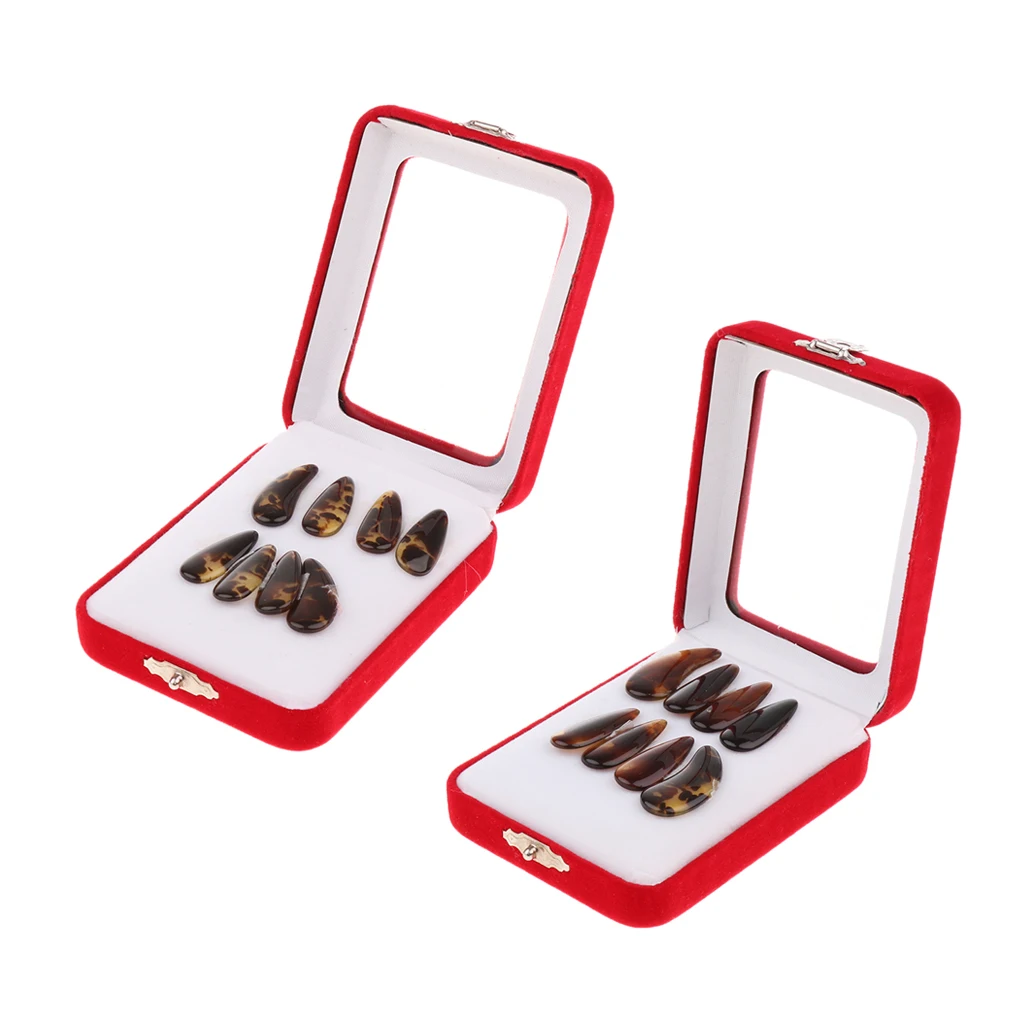 2 Pack Guzheng Finger Picks with Groove Arc Gu Zheng Nails Pick Finest