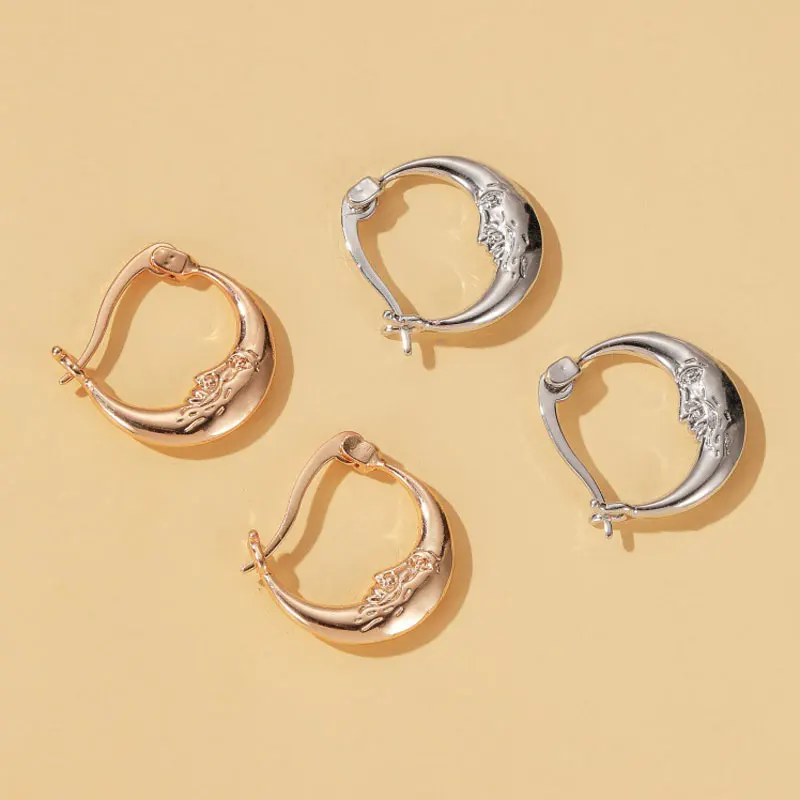

Simple Creative Alloy Moon Ladies Earrings Personality Abstract Short Face Earrings Fashion Jewelry Gifts For Women