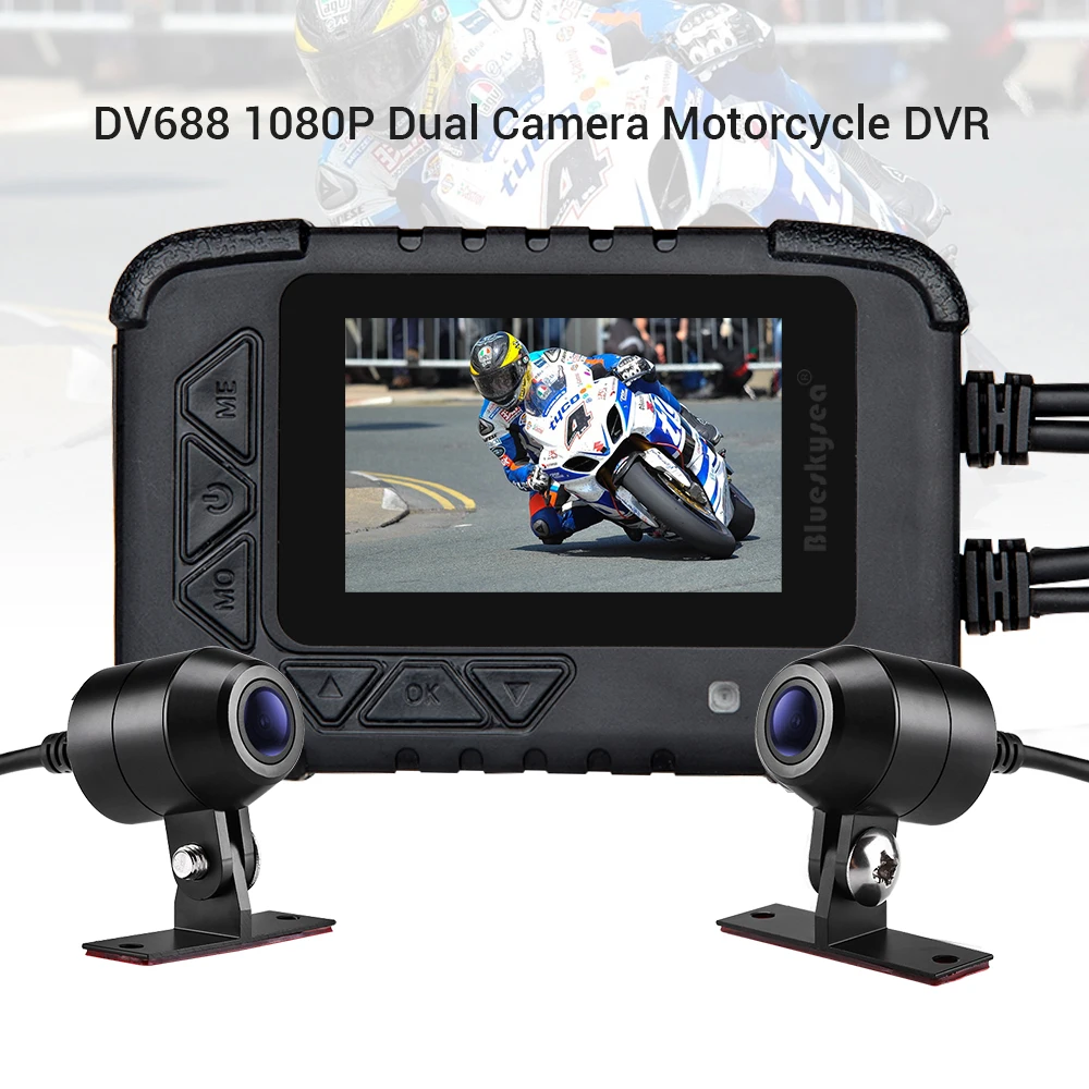 Blueskysea DV688 Motorcycle vehicle Camera 1080p Auto DVR GPS Moto Dash
