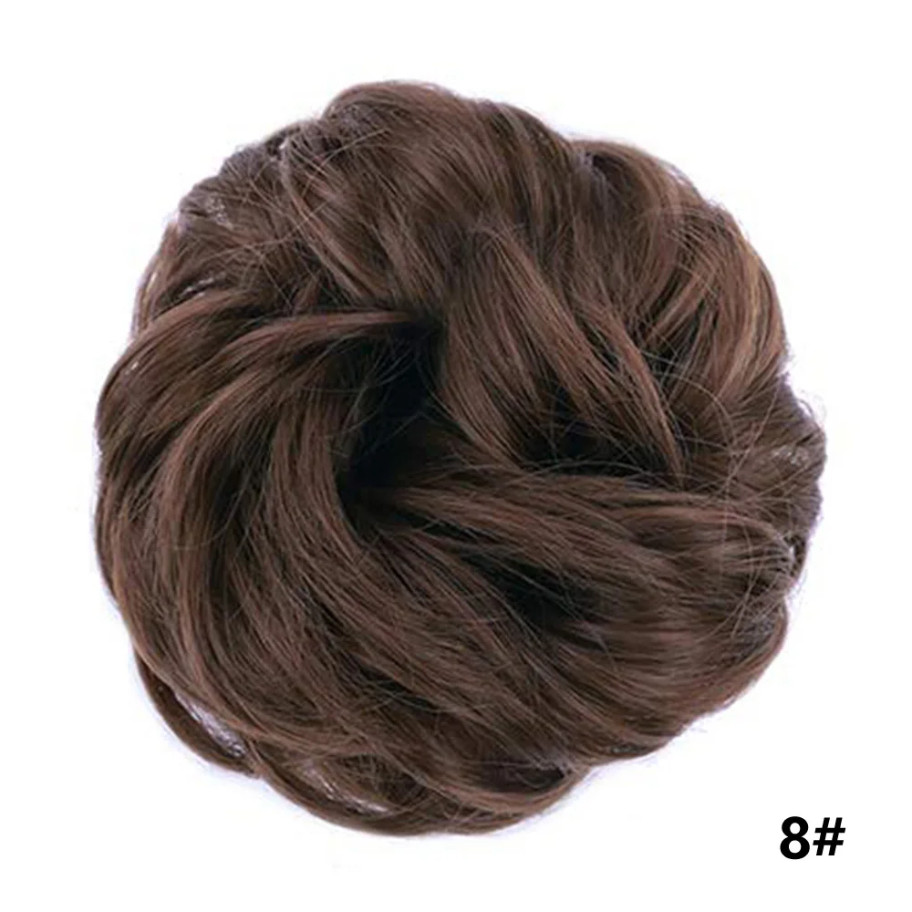 Энергичные синтетические кудрявые волосы булочка термостойкие волокна грязный пучок для наращивания натуральные волосы шиньон 8 цветов для женщин - Цвет: 8