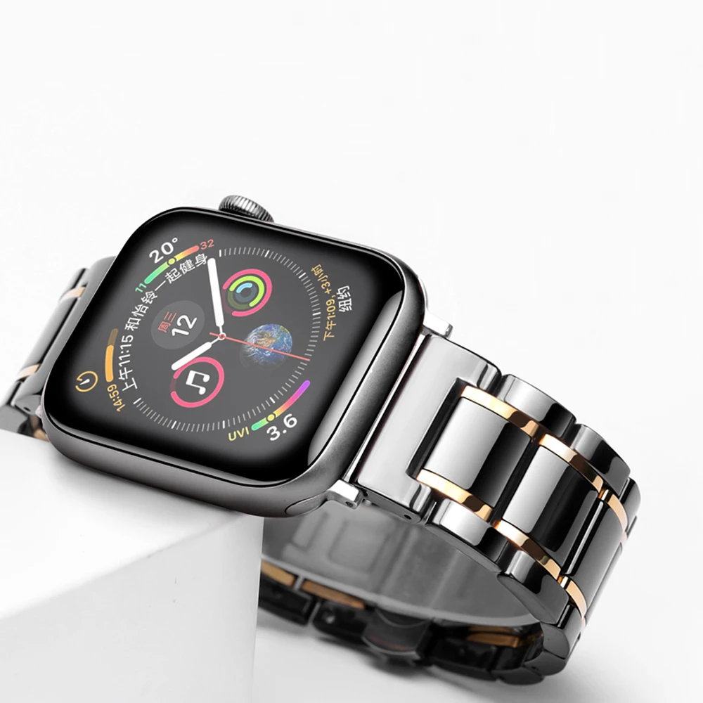 Ремешок керамический для Apple Watch 4 44 мм 40 браслет iWatch 3 2 1 38 42 из нержавеющей