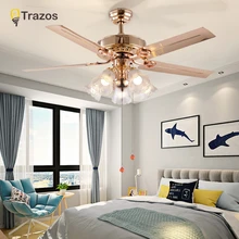 Современный 220 В светодиодный потолочный вентилятор для гостиной Ventilador de techo золотые потолочные вентиляторы с 5 лопастями осветительный прибор мотор 70 Вт 220 В