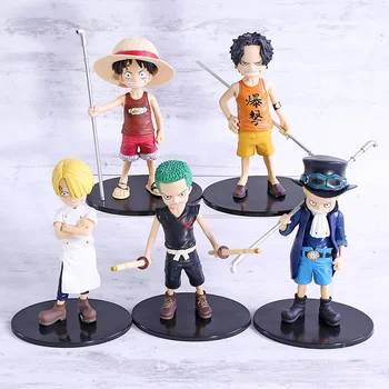 

Anime One Piece Young Child Monkey D Luffy Portgas D Ace Sabo Roronoa Zoro Sanji PVC Figures Toys 5pcs/set