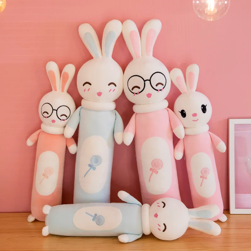2019 creative new rabbit animal doll cylindrical down cotton pillow plush toy doll pillow 60cm 3