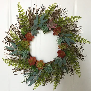 

50cm Artificial Succulent Christmas Garland Wedding Home Party Hanging Decorations Festive Supplies Photo Prop Window Door