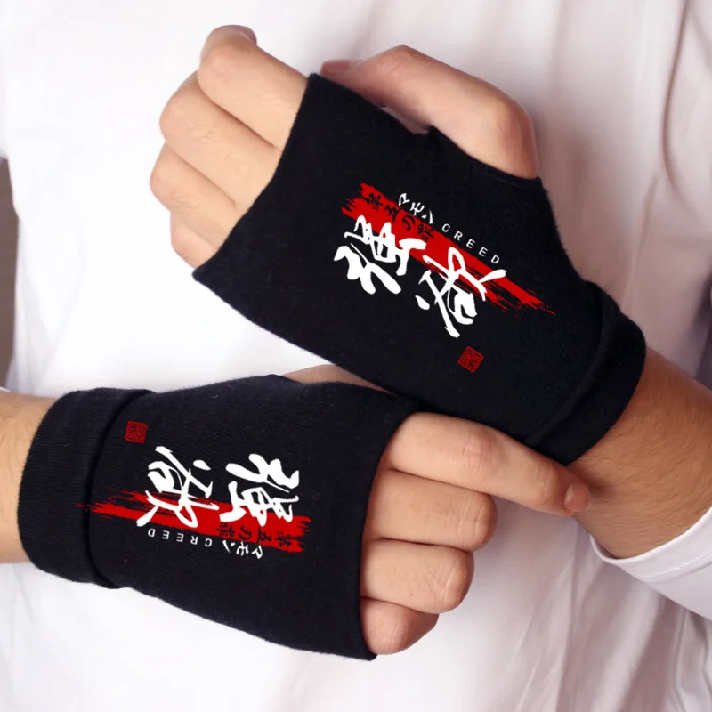 Вязаные перчатки с надписью «Seven Deadly sinds Overlord», теплые хлопковые рукавицы на половину пальцев, модные аксессуары для косплея, подарок на зиму