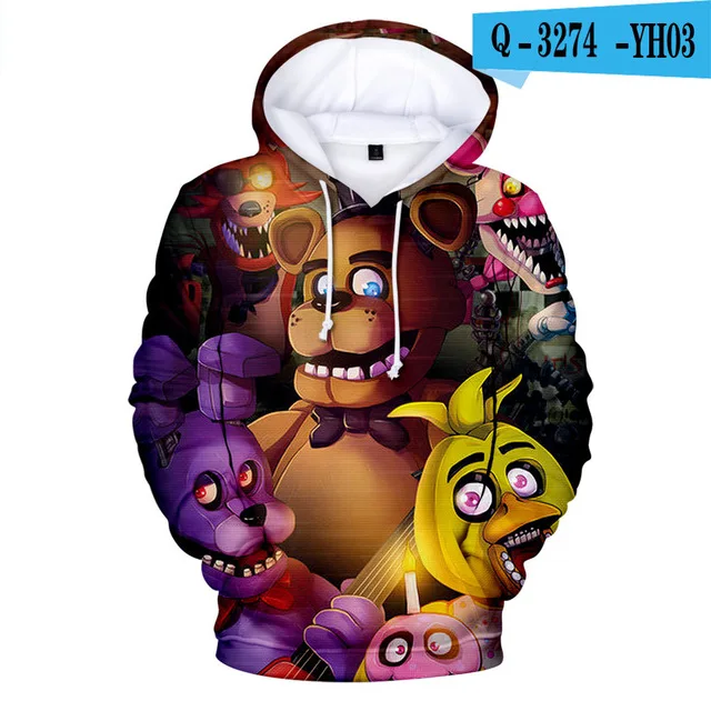 Five Nights at Freddys Childrens Hoodies 3D Print Unisex Pullover Hooded Sweatshirts for Boys//Girls//Teen//Kids