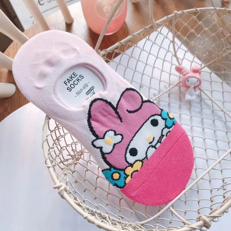 Носки hello kitty My Melody Cinnamoroll pompomprin женские Мультяшные милые носки до лодыжки, хлопковые носки для девочек, рождественский подарок