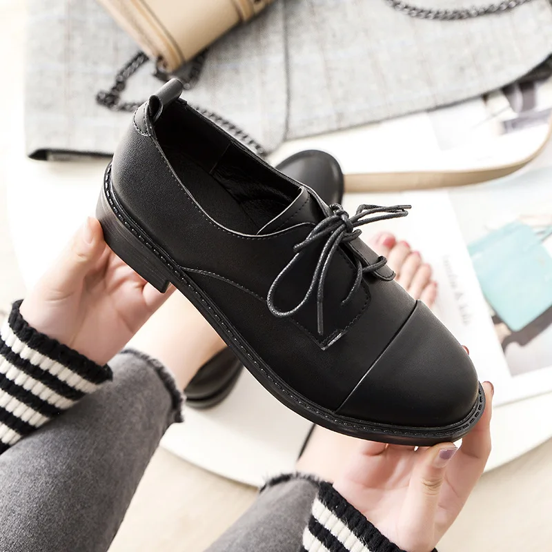 

British style patchwork leather shoes woman lace up brogue shoes black creepers women espadrilles oxford derby shoes loafers 257