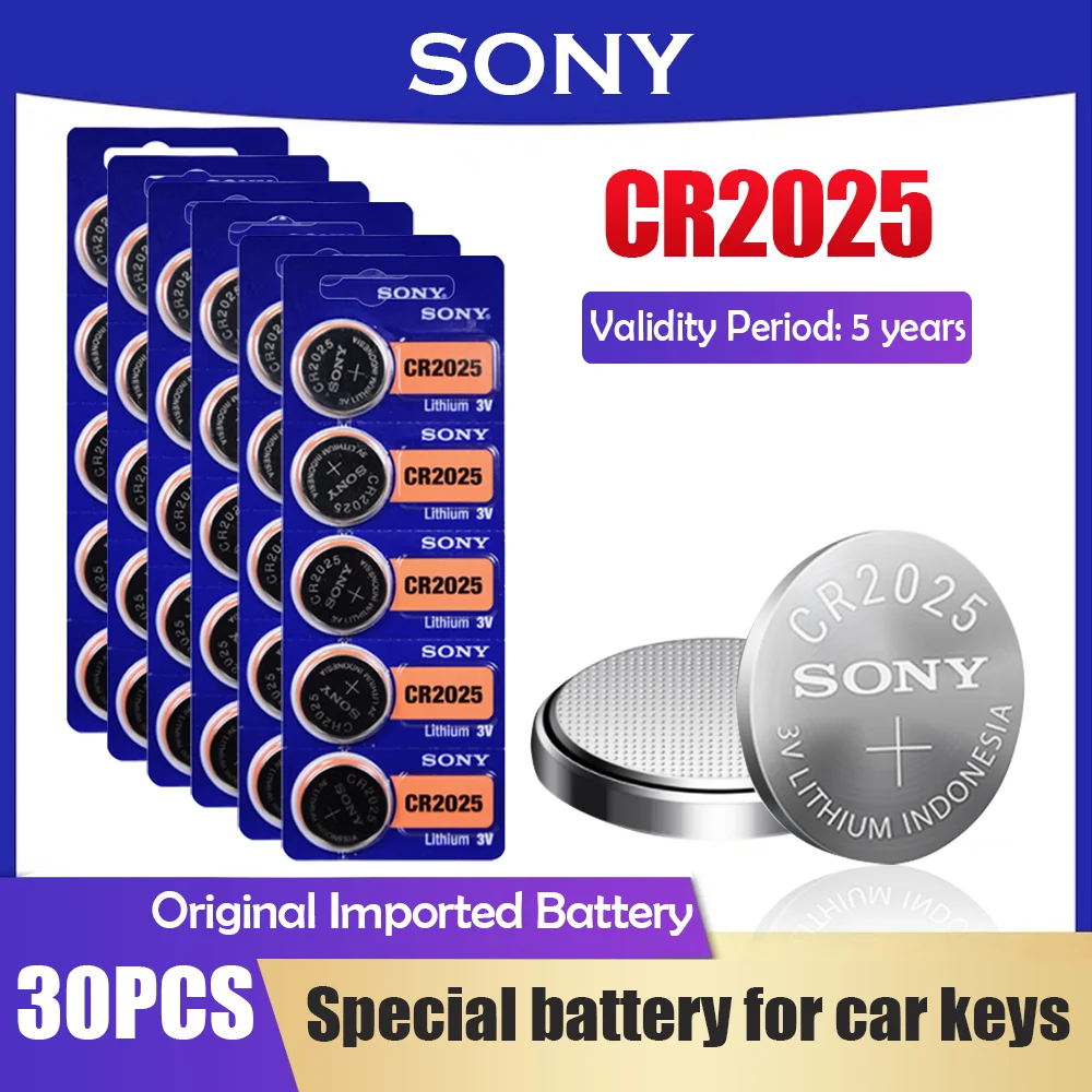 30 шт. Sony CR2025 3 В литиевая батарея Кнопочная батареи для часов автомобильных ключей