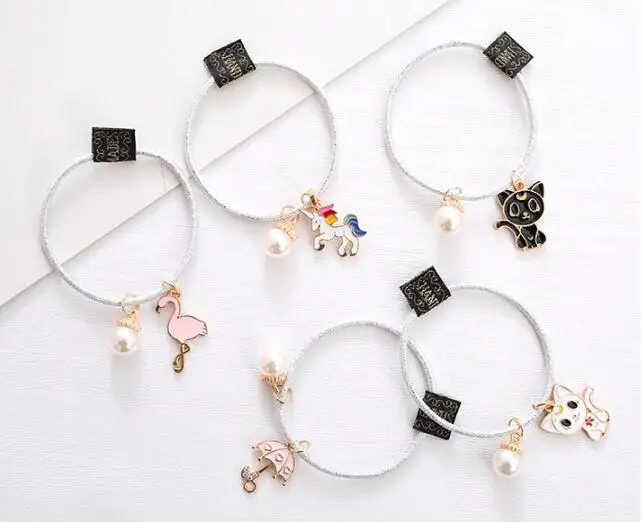 200 шт./лот DIY смешанные стили мультфильм плавно резинки для волос с жемчугом эластичная резинка для волос Инструменты для укладки волос аксессуары HA1212