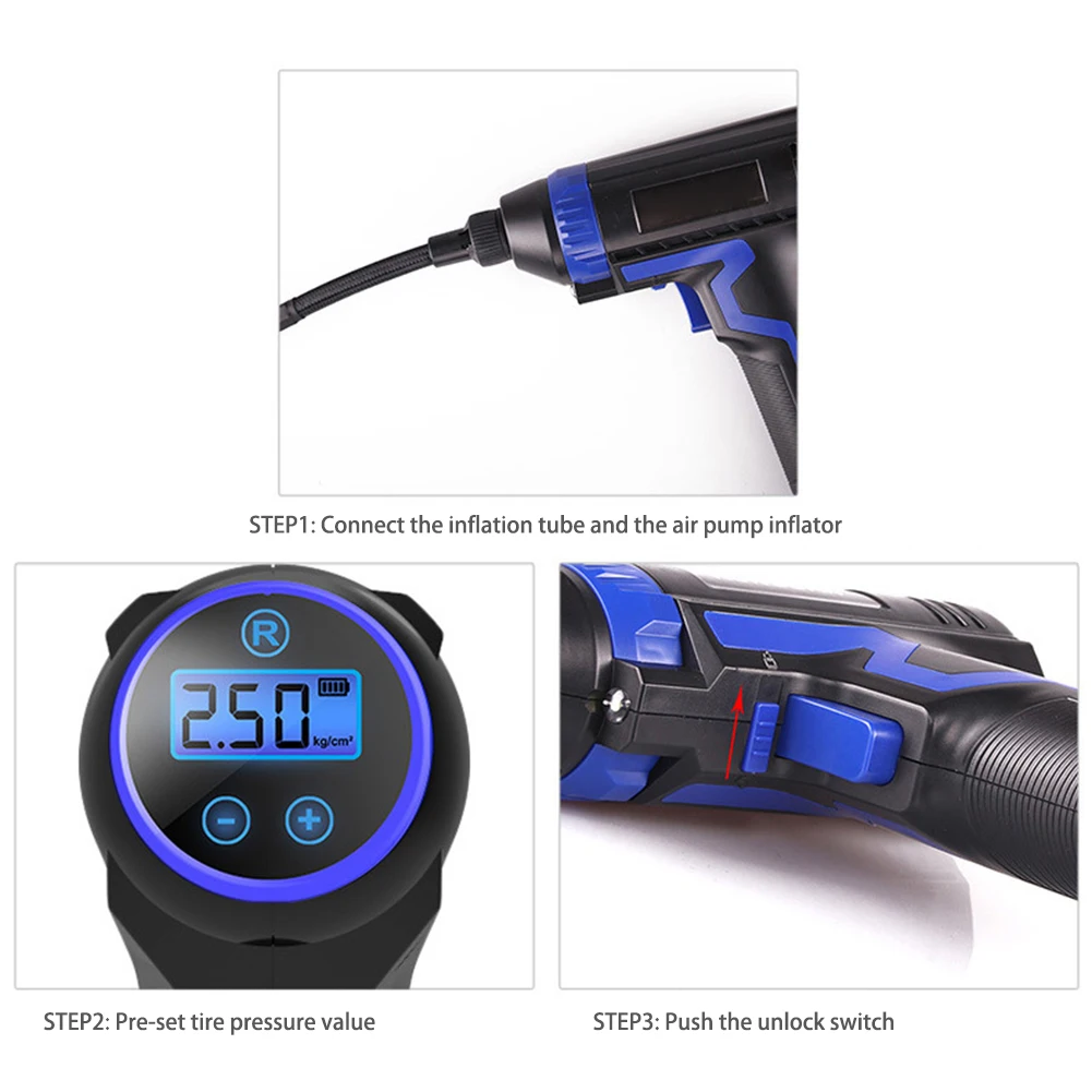 Умный автомобильный компрессор с цифровым светодиодным дисплеем портативный
