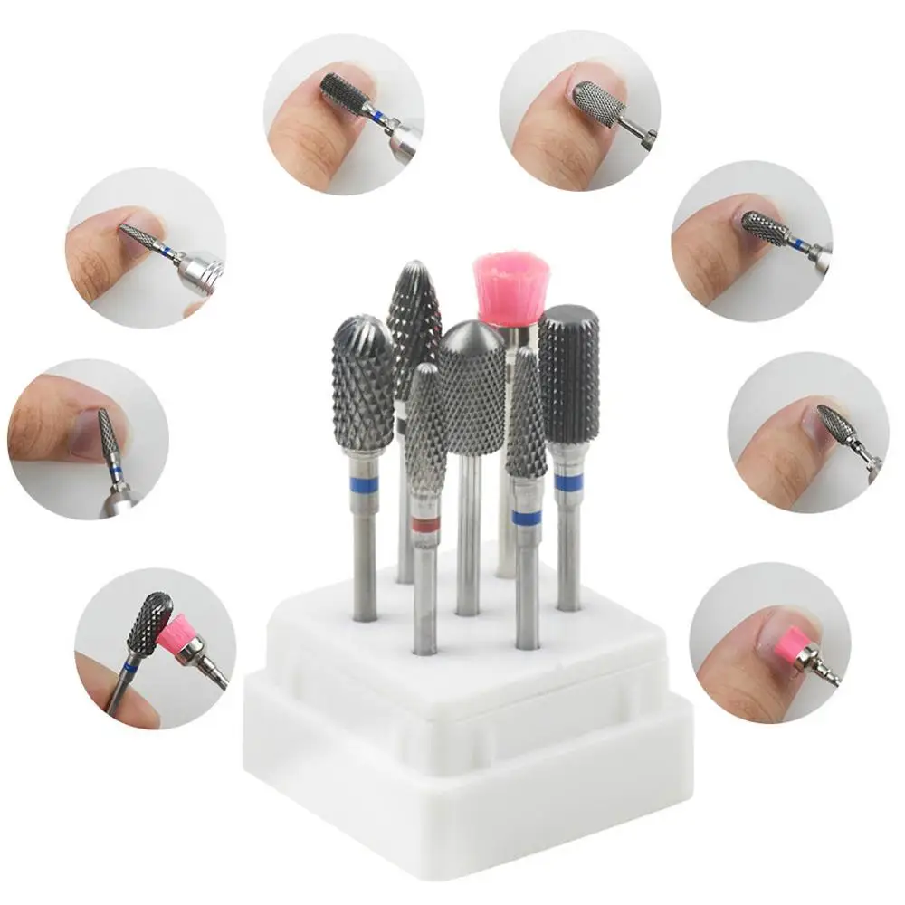 Набор сверл для ногтей 7 шт. с коробкой вольфрамовый карбид фреза маникюрный