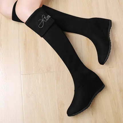 Scrub over-the-knee boots new winter plus velvet boots with wedge high boots women's boots