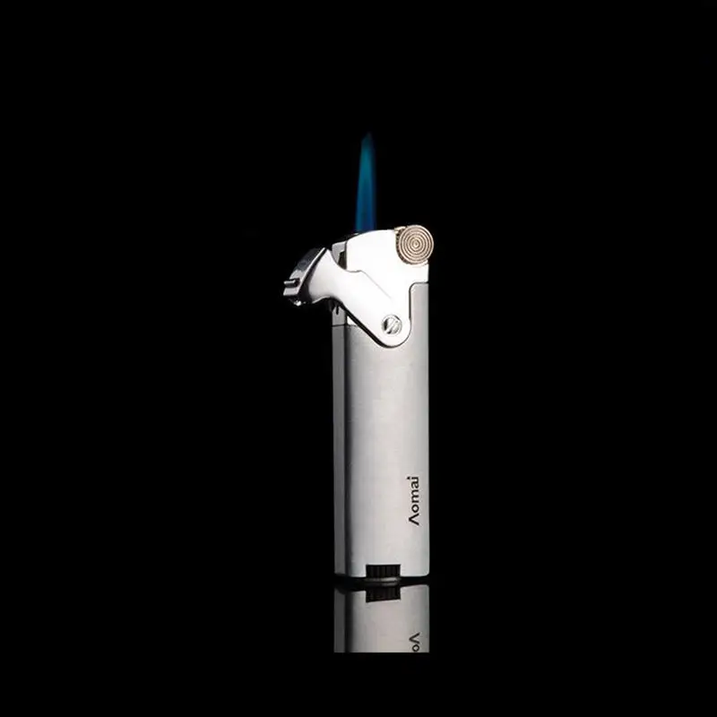 Металлические зажигалки Портативный газовая зажигалка длинная полоса шлифовальный Зажигалка Ветрозащитная Зажигалка для сигар Бутановая Зажигалка