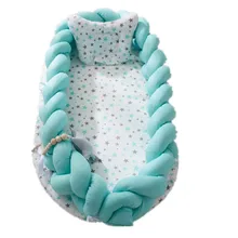 Тканый узел детская кровать с подушкой Бампер анти-осенняя переносная детская кроватка моющаяся съемный бампер кроватки для младенцев детская кроватка