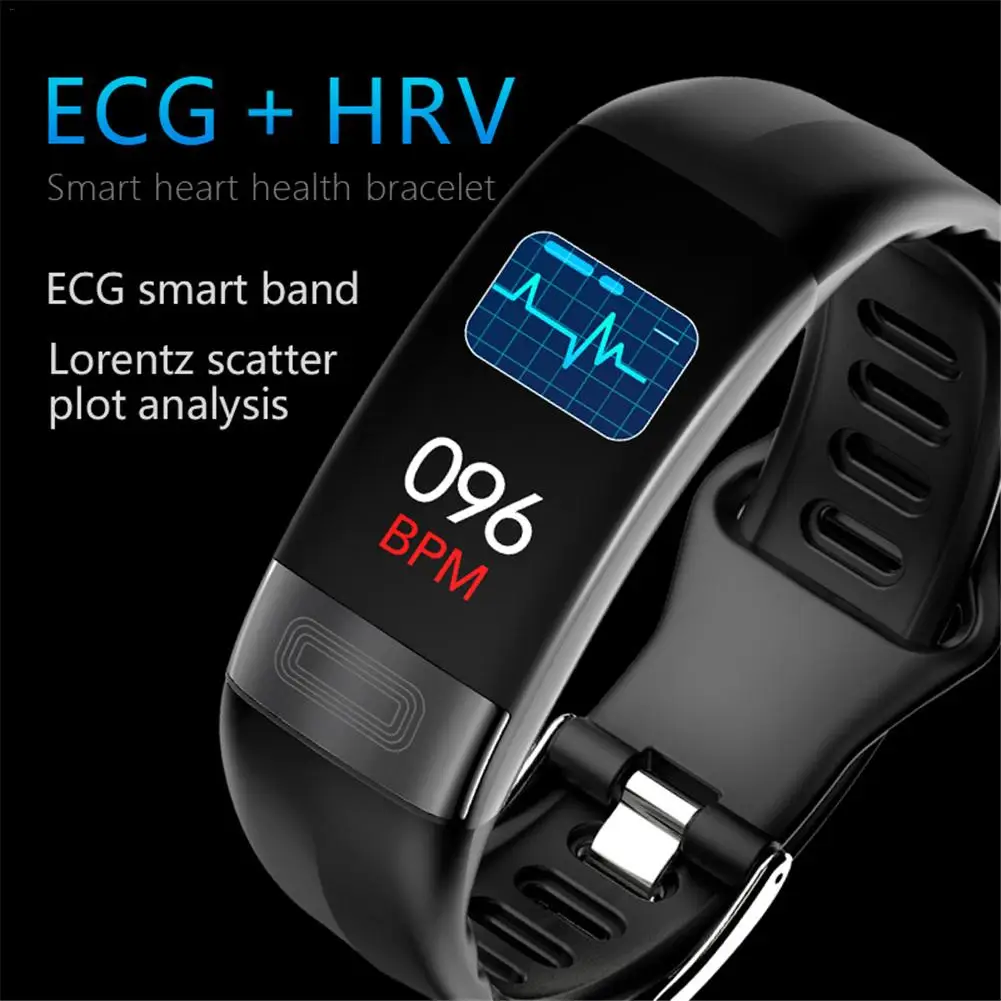 P11 умный Браслет ECG сердечный ритм кровяное давление ECG HRV индекс здоровья Обнаружение вызова сообщение напоминание IP67 Водонепроницаемый# CO