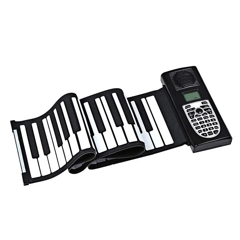 

Hand Roll Piano, Portable 61 Keys Professional Smart Folding Piano Silicone Hand- Rolled Electronic Pianos Beginner Instrument/U