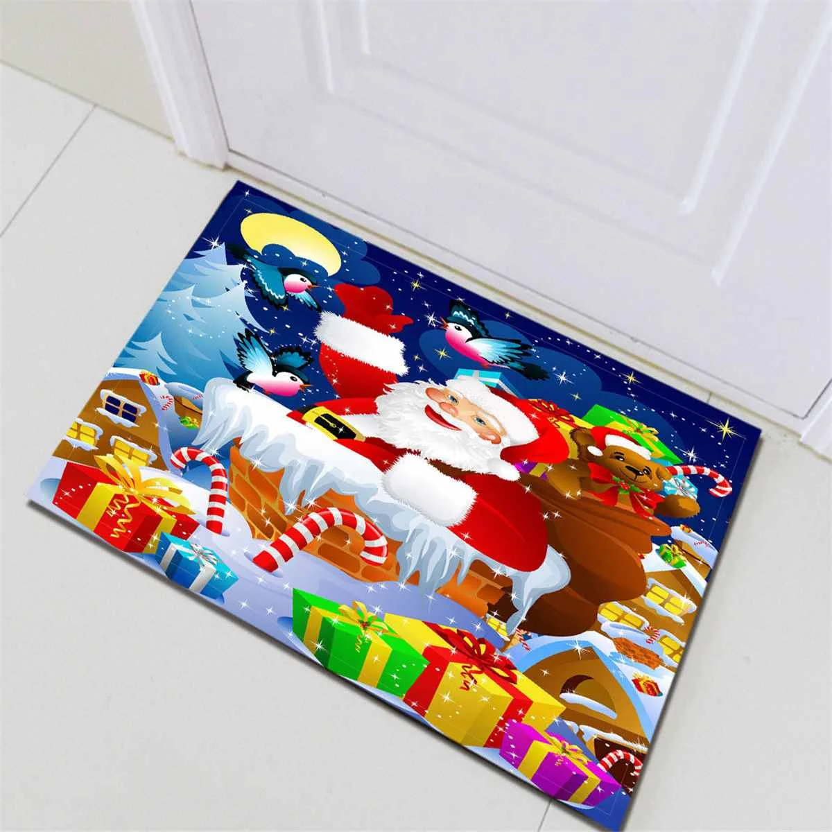 Merry Christmas набор для ванной Снеговик Дед Мороз Санта колокольчик лося узор водонепроницаемый Душ шторы Туалет крышка коврик нескользящий ковер