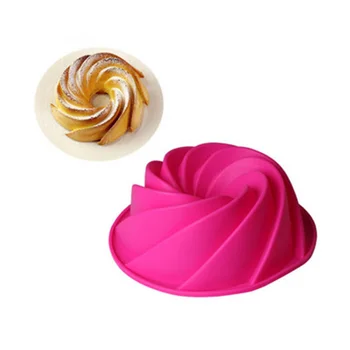 

24.9*9 cm Silicone Spiral Pattern Bundt Pan Chiffon Savarin Cake Mold Mousse Brownie Dessert Cake Decoration DIY Baking Tools