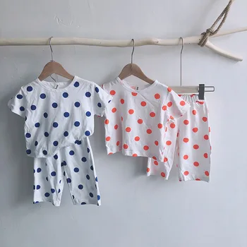

2020 Hot Selling Baby Girls 2pcs Dots Set T Shirt+Shorts Summer Kids Girls Suits 2-7 Years