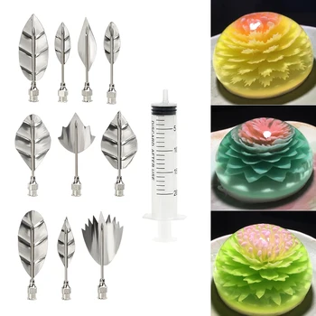 

10 pcs Pudding Nozzle +1 Syringe Tools 3D Jelly Flower Cake Jello Gelatin Art Tool Bakeware Russia Nozzle Cake Decorating Tools
