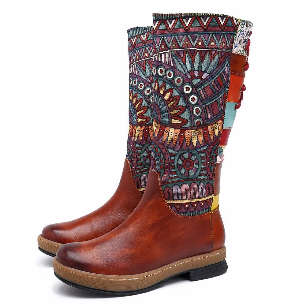 Stylesowner/; популярные высококачественные женские сапоги до колена в стиле ретро; Классические мягкие женские высокие сапоги из натуральной кожи в этническом стиле для отдыха