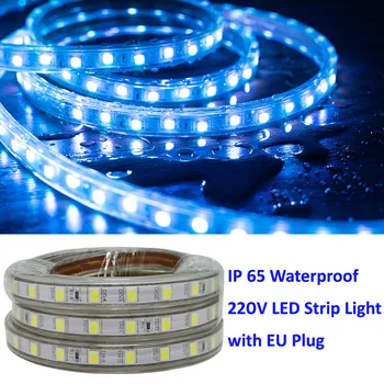 

SMD 5050 AC 220V LED Strip Flexible Light Kitchen Outdoor Garden Lamp Waterproof Led Tape LED Light With Power Plug