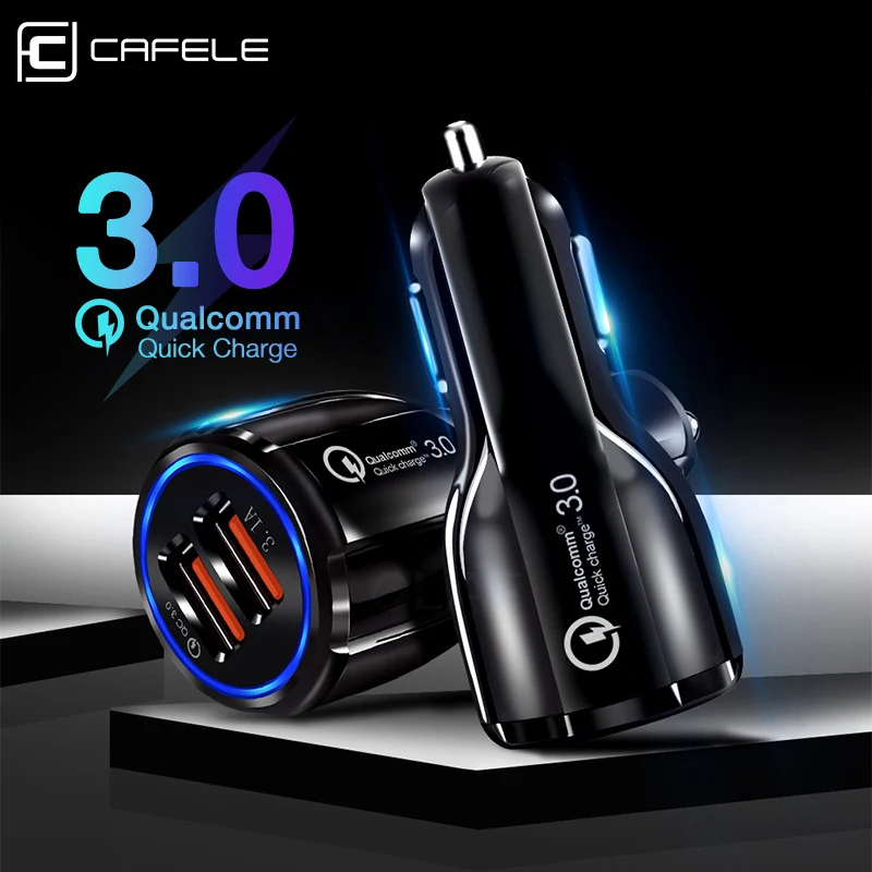 

Cafele QC3.0 Car Phone Charger For iPhone X Xiaomi 9 Quick Charge Car Charger For Mobile Phone Dual USB Charger For Huawei P30