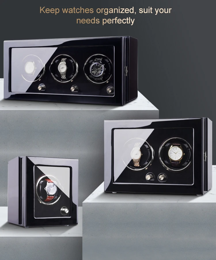 Watch Winder for 4 Automatic Watches with Mabuchi Motor and Dual Power