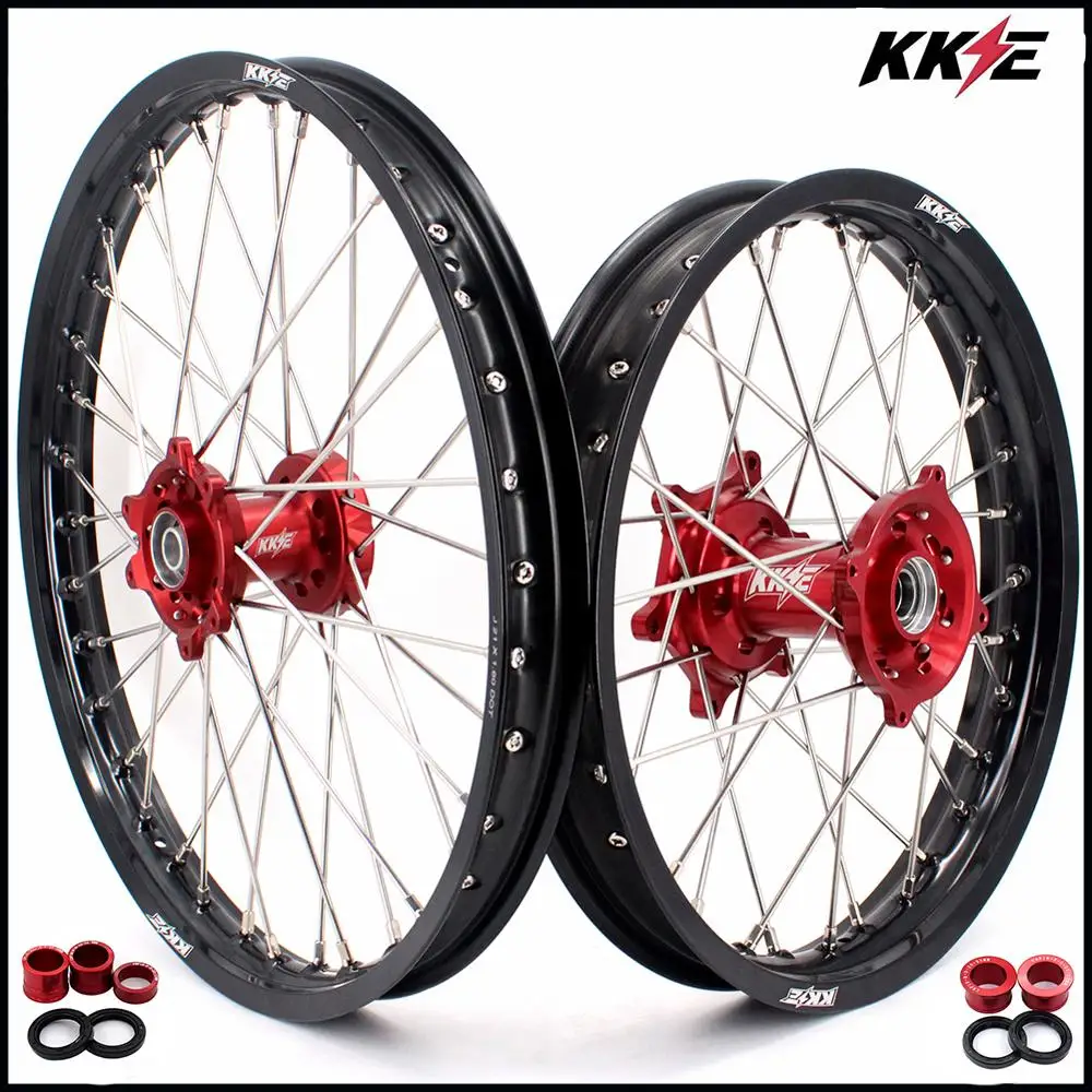 Набор колес KKE 21 & 18 для HONDA CR125R CR250R 2002-2013 красный анодированный концентратор