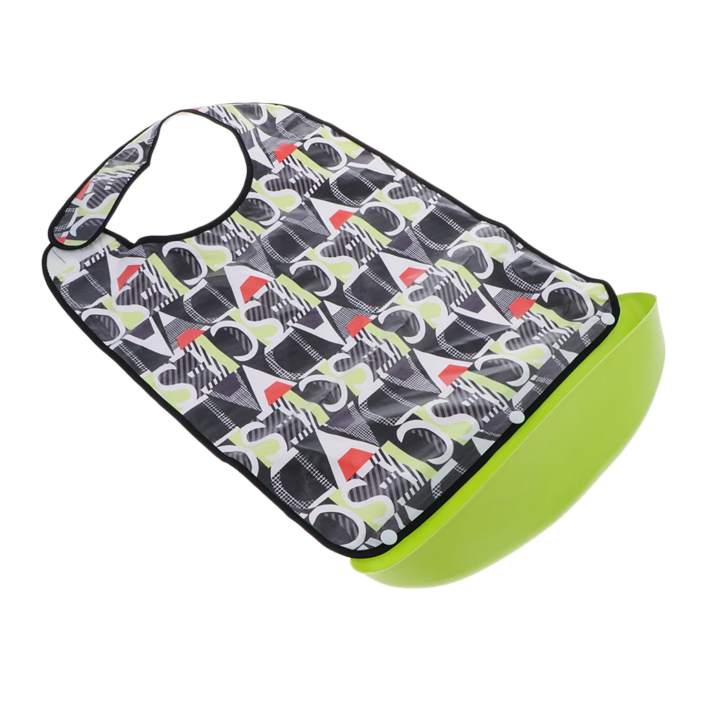 Anti-oil Large Adult Bib Clothes Protector Waterproof with Food Catcher Pocket Wipe Clean for Home Hospital Patient Elderly Use