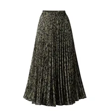 SAGACE модная женская шифоновая свободная леопардовая расцветка вечерняя многослойная плиссированная юбка полиэстер плиссированная юбка с высокой талией Nov