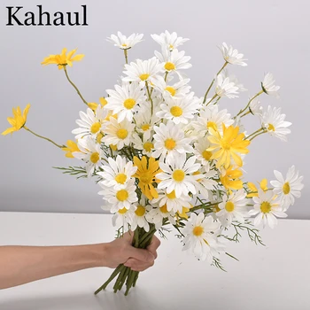 

White Daisy Artificial Flowers Long Branch Bouquet for Home Wedding Garden Decoration DIY Bridal Silk Fake Flower Accessories