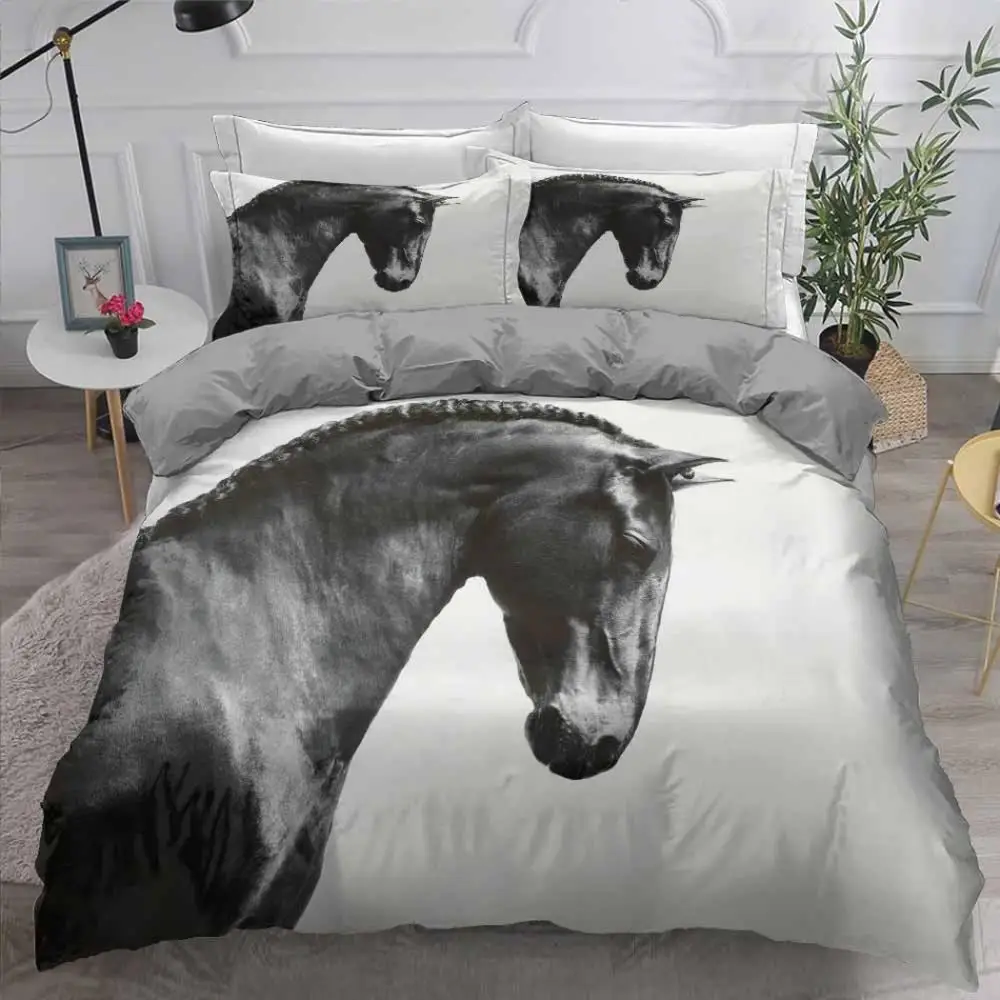 

Hotel Bedding Sets Bed Liner Duvet Cover Pillowcases Luxury Home Textiles 3D Digital Printing Horse Running Comforter Cover Set