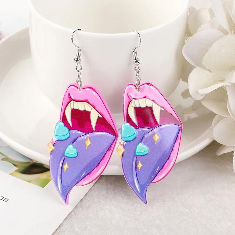 Fashion Pastel Gothic Lips Cute Tongue Earrings Girls Birthday Gift Jewelry 1 Pair