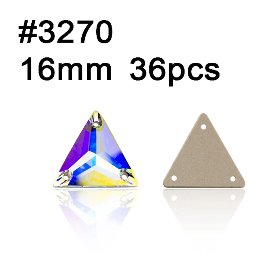 Triangle 16mm 36pcs Новые Стразы всех форм шитья кристалл AB пришивные стразы плоские с оборота стразы кристаллы Пришивные декоративные камни для одежды Одежда - Цвет: Triangle 16mm 36pcs
